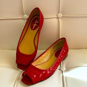 Cole Haan Giovanna Woven Leather Peep Toe Flats. Only tried on - never worn. 8B